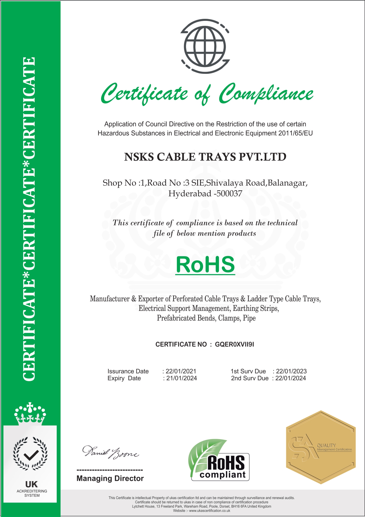 RoHS Certificate